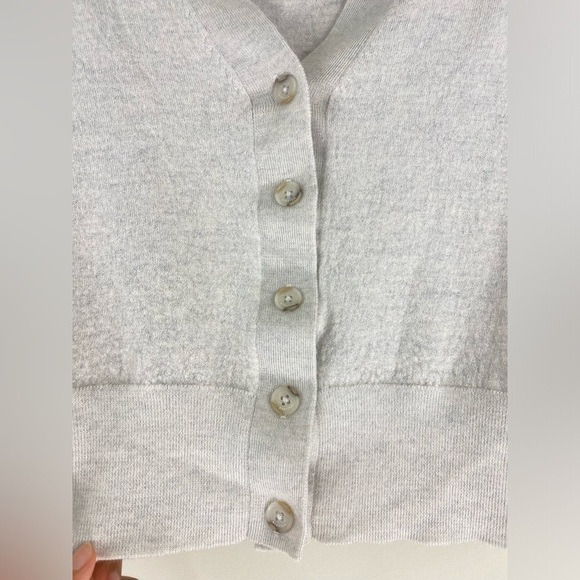 Babaton Merino Wool Cropped Cardigan Woman’s Small Beige Button Front V Neck - Picture 2 of 10